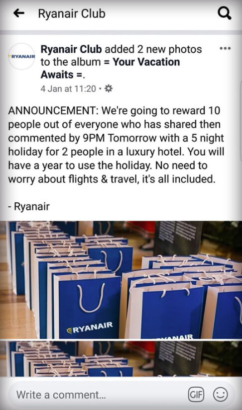 ryanair fake account